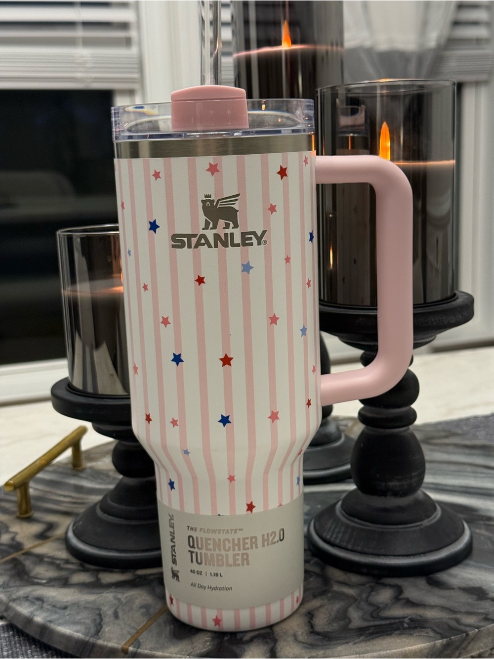 Stanley Stainless Steel 40oz H2.0 Flowstate Tumbler Pink Starry Stripes SOLD OUT